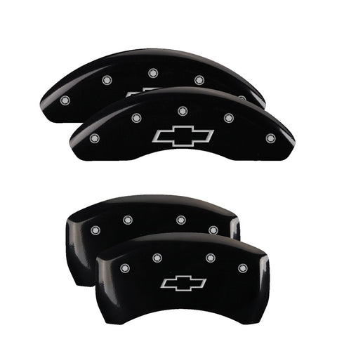 MGP 4 Caliper Covers Engraved Front & Rear Bowtie Black finish silver ch - 14224SBOWBK