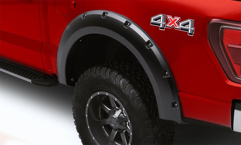 Lund 21-22 Ford F-150 (Excl. Lightning) RX-Rivet Style Smooth Fender Flares - Black (2 Pc. Rear) - RX150SB