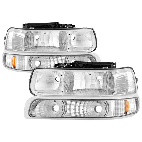 Xtune Chevy TahOE 00-06 Amber Crystal Headlights w/ Bumper Lights Chrome HD-JH-CSIL99-SET-AM-C - 5064226