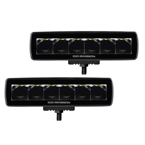 Go Rhino Xplor Blackout Series Sixline LED Spot Light Kit (Surface/Threaded Stud Mount) - Blk (Pair) - 750300621SBS