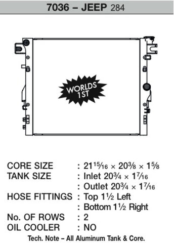 CSF 07-18 Jeep Wrangler (JK) Radiator - 7036