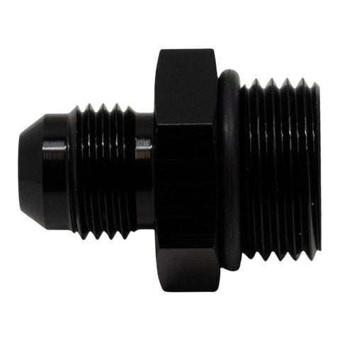 DeatschWerks 8AN ORB Male to 6AN Male Flare Adapter (Incl O-Ring) - Anodized Matte Black - 6-02-0401-B