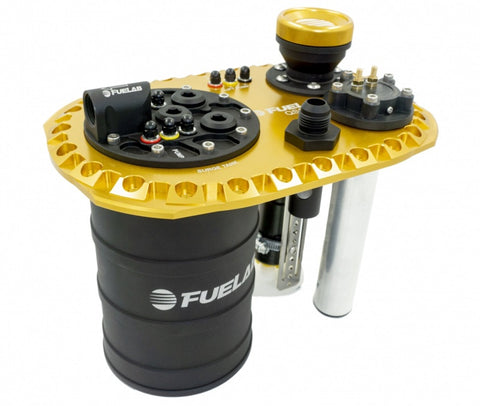 Fuelab Quick Service Surge Tank w/49442 Lift Pump & Dual 500LPH Brushless Pumps w/Controller - Gold - 62721-3
