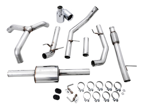 AWE Tuning 4th Gen GM 1500 5.3L 0FG Catback Split Rear Exit (Flat Bumper) - Quad Chrome Tips - 3015-32205