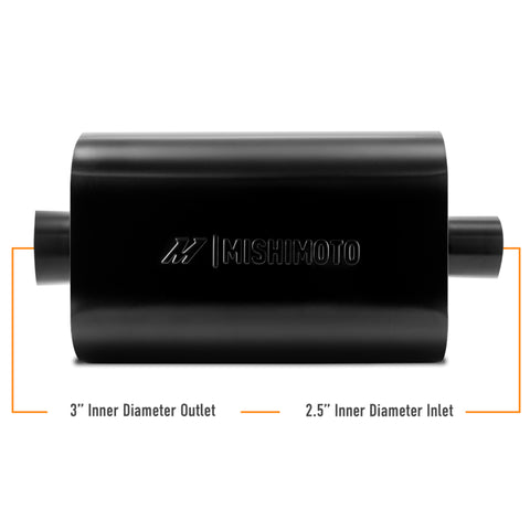 Mishimoto Muffler with 2.5in Center Inlet/Outlet - Angled Tip - Black - MMEXH-MF-AT-25CCBK