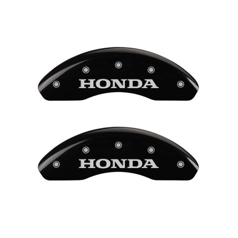 MGP 4 Caliper Covers Engraved Front Honda Engraved Rear H Logo Black finish silver ch - 20194SHOHBK