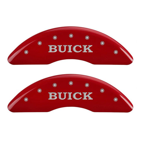 MGP 4 Caliper Covers Engraved Front Buick Engraved Rear Buick Shield Red finish silver ch - 49001SBSHRD