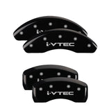 MGP 4 Caliper Covers Engraved Front & Rear I-Vtec Black Finish Silver Char 2010 Honda Civic - 20223SIVTBK