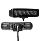 Go Rhino Xplor Blackout Series Sixline LED Flood Light Kit (Surface/Threaded Stud Mnt) - Blk (Pair) - 750300621FBS