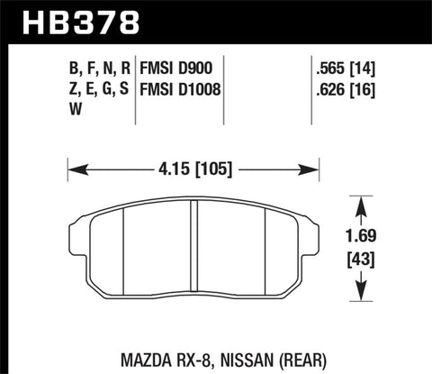 Hawk 03-07 RX8 HPS Street Rear Brake Pads (D1008) - HB378F.565