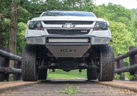 N-Fab M-RDS Front Bumper 15-17 Chevy Colorado - Gloss Black w/Silver Skid Plate - G151MRDS