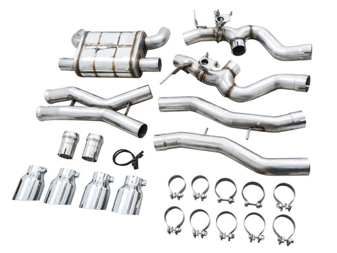 AWE SwitchPath Catback Exhaust for BMW G8X M3/M4 - Chrome Silver Tips - 3025-43480