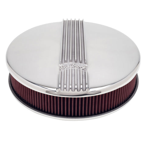 Edelbrock Air Cleaner Classic Series Round Aluminum Top Cloth Element 14In Dia X 3 9In Polished - 4117