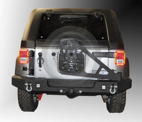 DV8 Offroad 07-18 Jeep Wrangler JK Full Length Rear Bumper w/ Light Holes - RBSTTB-11