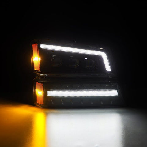 AlphaRex 03-06 Chevy Silverado 1500/2500HD/3500HD/Avalanche Alpha-Black NOVA LED Proj Headlights - 880254