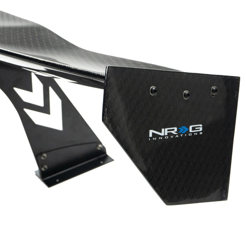 NRG Carbon Fiber Spoiler - Universal (69in.) w/ Diamond Weave/NRG Logo Stand Cut Out/Lrg Side Plate - CARB-A692NRG