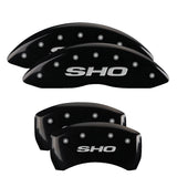 MGP 4 Caliper Covers Engraved Front & Rear SHO Black finish silver ch - 10222SSHOBK