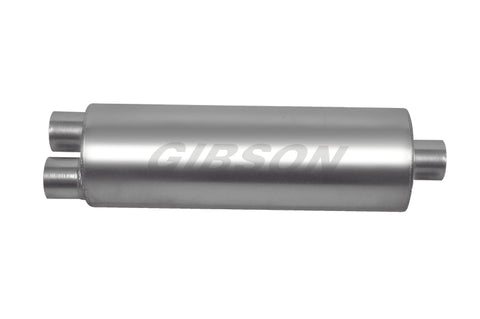 Gibson SFT Superflow Dual/Center Round Muffler - 8x24in/3in Inlet/4in Outlet - Stainless - 788050S