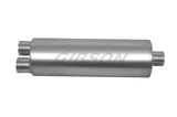 Gibson SFT Superflow Dual/Offset Round Muffler - 8x24in/2.5in Inlet/3in Outlet - Stainless - 758250S