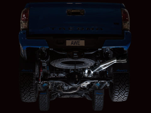 AWE 16-22 Toyota Tacoma 0FG Catback Exhaust w/ BashGuard - Dual Diamond Black Tips - 3015-33826