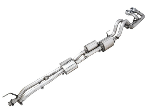 AWE 16-22 Toyota Tacoma 0FG Catback Exhaust w/ BashGuard - Dual Chrome Silver Tips - 3015-32826