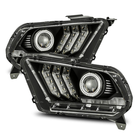 AlphaRex 10-12 Ford Mustang PRO-Series Projector Headlights Plank Style Black w/Top/Bottom DRL - 880112