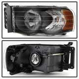 Xtune Dodge Ram 1500 02-05 Amber Crystal Headlights Black HD-JH-DR02-AM-BK - 5014313