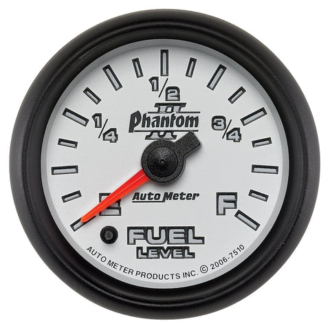 Autometer Phantom II 52mm Full Sweep Electronic 0-280 ohm Fuel Level Programmable E-F Range Gauge - 7510