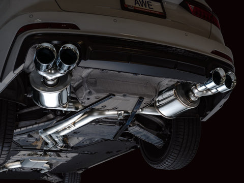 AWE Tuning 19-23 Audi C8 S6/S7 2.9T V6 AWD Touring Edition Exhaust - Chrome Silver Tips - 3015-42103