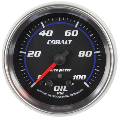 Autometer Cobalt Oil Pressure Gauge 2 5/8in 100PSI Stepper Motor w/ Peak and Warn - 7953