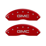 MGP Front set 2 Caliper Covers Engraved Front GMC Red finish silver ch - 34012FGMCRD