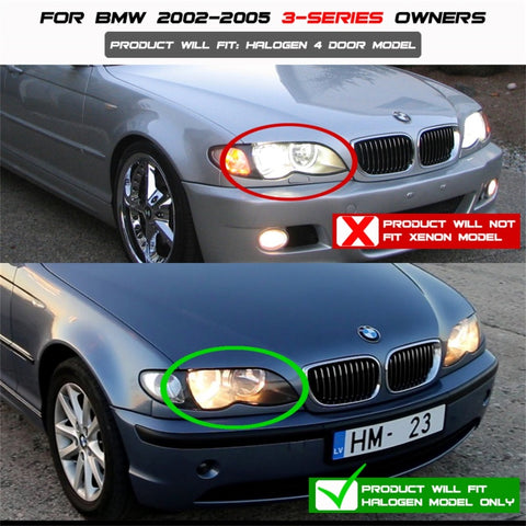 Spyder BMW E46 3-Series 02-05 4DR Projector Headlights 1PC 3D Halo Blk PRO-YD-BMWE4602-4D-3DDRL-BK - 5031877