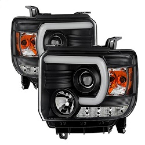 Spyder GMC Sierra 14-16 Projector Headlights Light Bar DRL Blk PRO-YD-GS14V2-LBDRL-BK - 5080851