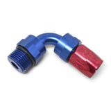 Russell Performance Swivel Hose End Assy #10 AN Male SAE Port to #8 Hose 90 Deg Red/Blue Anodized - 612430