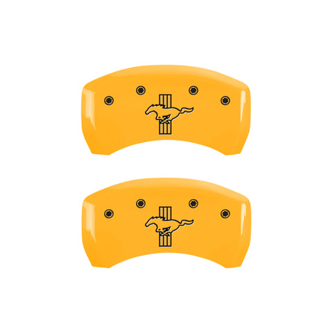 MGP 4 Caliper Covers Engraved Front Mustang Rear Bar & Pony Yellow Finish Blk Char 2006 Ford Mustang - 10197SMB1YL