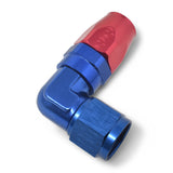 Russell Performance -12 AN Red/Blue 90 Degree Forged Aluminum Swivel Hose End - 613670