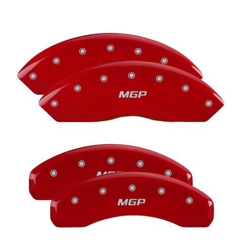 MGP 4 Caliper Covers Engraved Front & Rear MGP Red finish silver ch - 10202SMGPRD