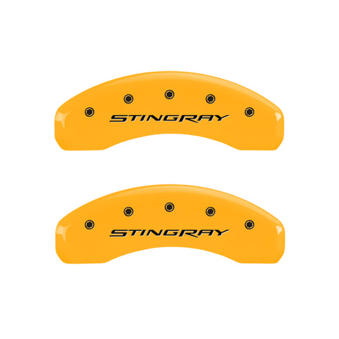 MGP 4 Caliper Covers Engraved Front & Rear Stingray Yellow finish black ch - 13084SSTYYL