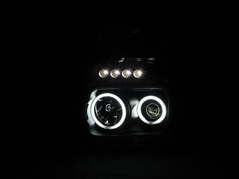 ANZO 2008-2010 Ford F-250 Projector Headlights w/ Halo Black (CCFL) - 111168