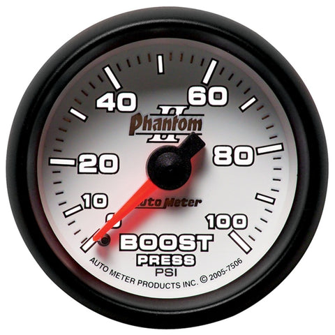 Autometer Phantom II 52.4mm Mechanical 0-100psi Boost Gauge - 7506