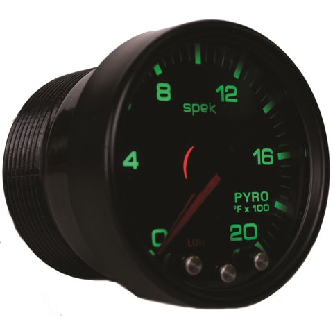 Autometer Spek-Pro Gauge Pyro. (Egt) 2 1/16in 2000f Stepper Motor W/Peak & Warn Blk/Smoke/Blk - P31052