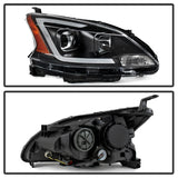 xTune 13-15 Nissan Sentra DRL LED Light Bar Halogen Projector Headlights - Black (PRO-JH-NS13-LB-BK) - 9042966