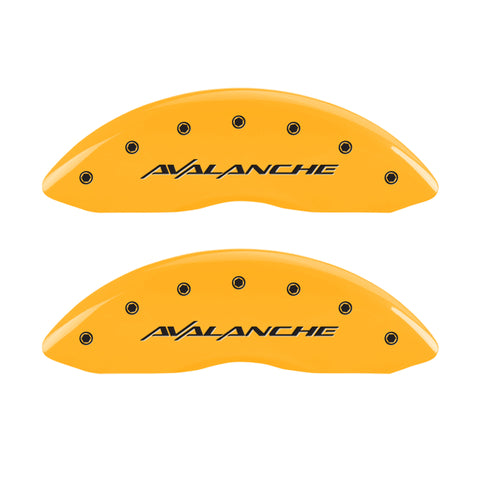 MGP 4 Caliper Covers Engraved Front & Rear Avalanche Yellow finish black ch - 14004SAVLYL