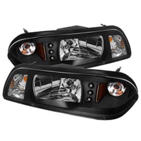 Spyder Ford Mustang 87-93 1PC LED (Replaceable LEDs)Crystal Headlights Black HD-YD-FM87-1PC-LED-BK - 5012531