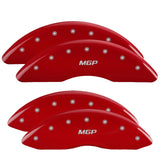 MGP 4 Caliper Covers Engraved Front & Rear Oval logo/Ford Red finish silver ch - 10238SFRDRD