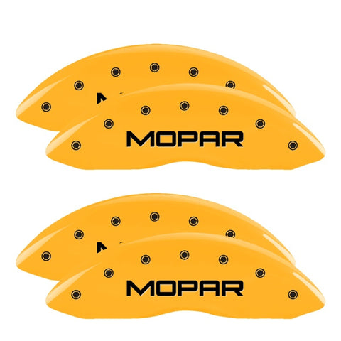 MGP 4 Caliper Covers Engraved Front & Rear Mopar Yellow Finish Black Char 2001 Dodge Viper - 12203SMOPYL