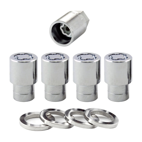 McGard Wheel Lock Nut Set - 4pk. (Reg. Shank Seat) 7/16-20 / 13/16 Hex / 1.38in. Length - Chrome - 21122