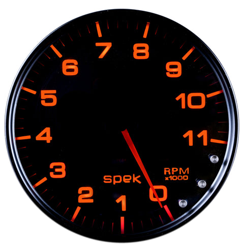 Autometer Spek-Pro Gauge Tachometer 5in 11K Rpm W/Shift Light & Peak Mem Black/Smoke/Black - P23952