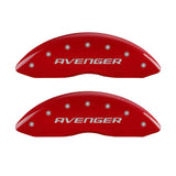 MGP 4 Caliper Covers Engraved Front & Rear With out stripes/Avenger Red finish silver ch - 12192SAV2RD