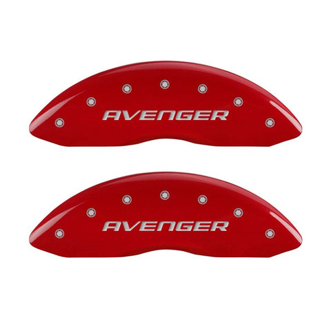 MGP 4 Caliper Covers Engraved Front & Rear With out stripes/Avenger Red finish silver ch - 12192SAV2RD